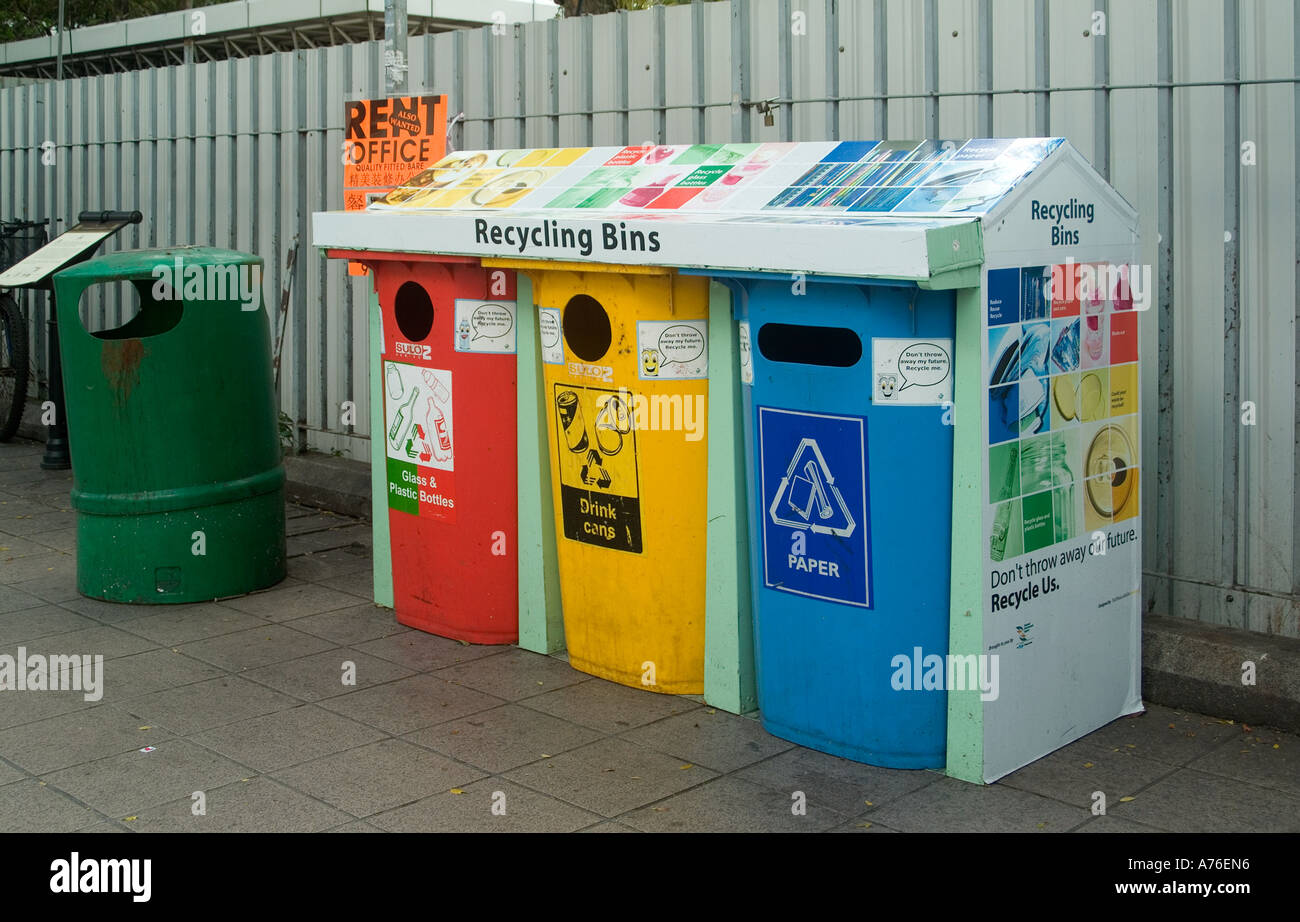 Recycling bins, Singapore Stock Photo Alamy