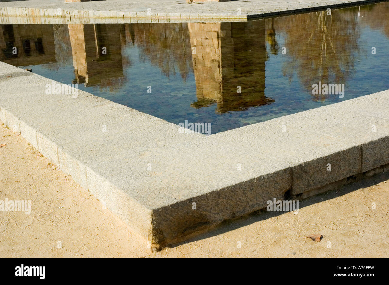 Debod Temple reflected on a pond MADRID Spain Stock Photo