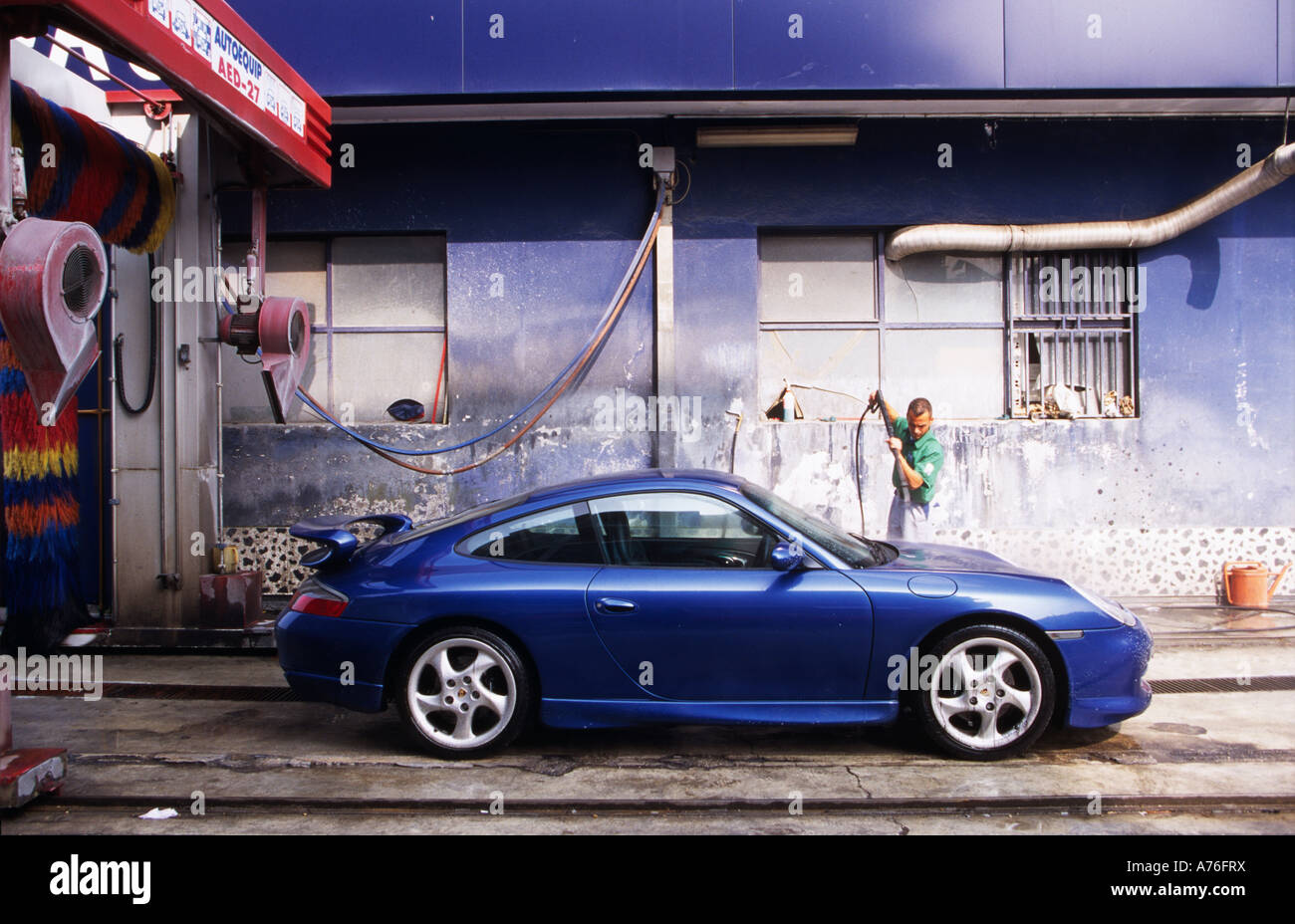 Porsche 911 Carrera in car wash in Italy Stock Photo Alamy
