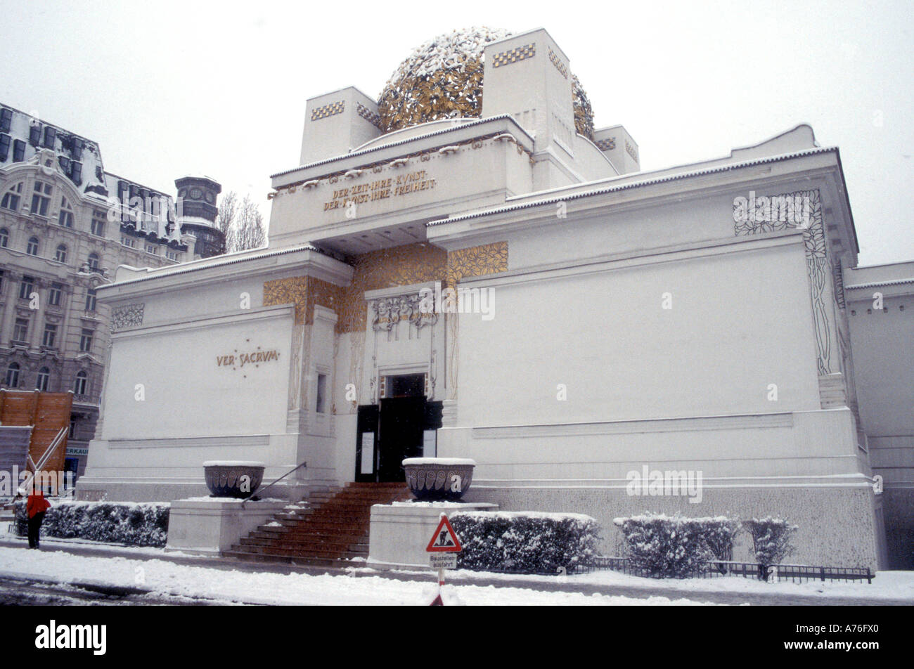 Secession, Vienna, in the Snow Stock Photo