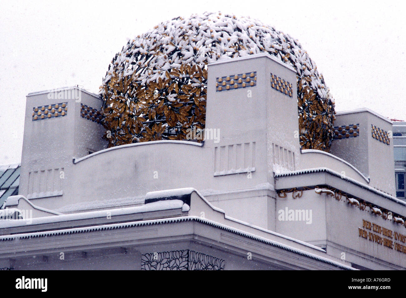 Dome, Secession, Vienna, in Snow Stock Photo