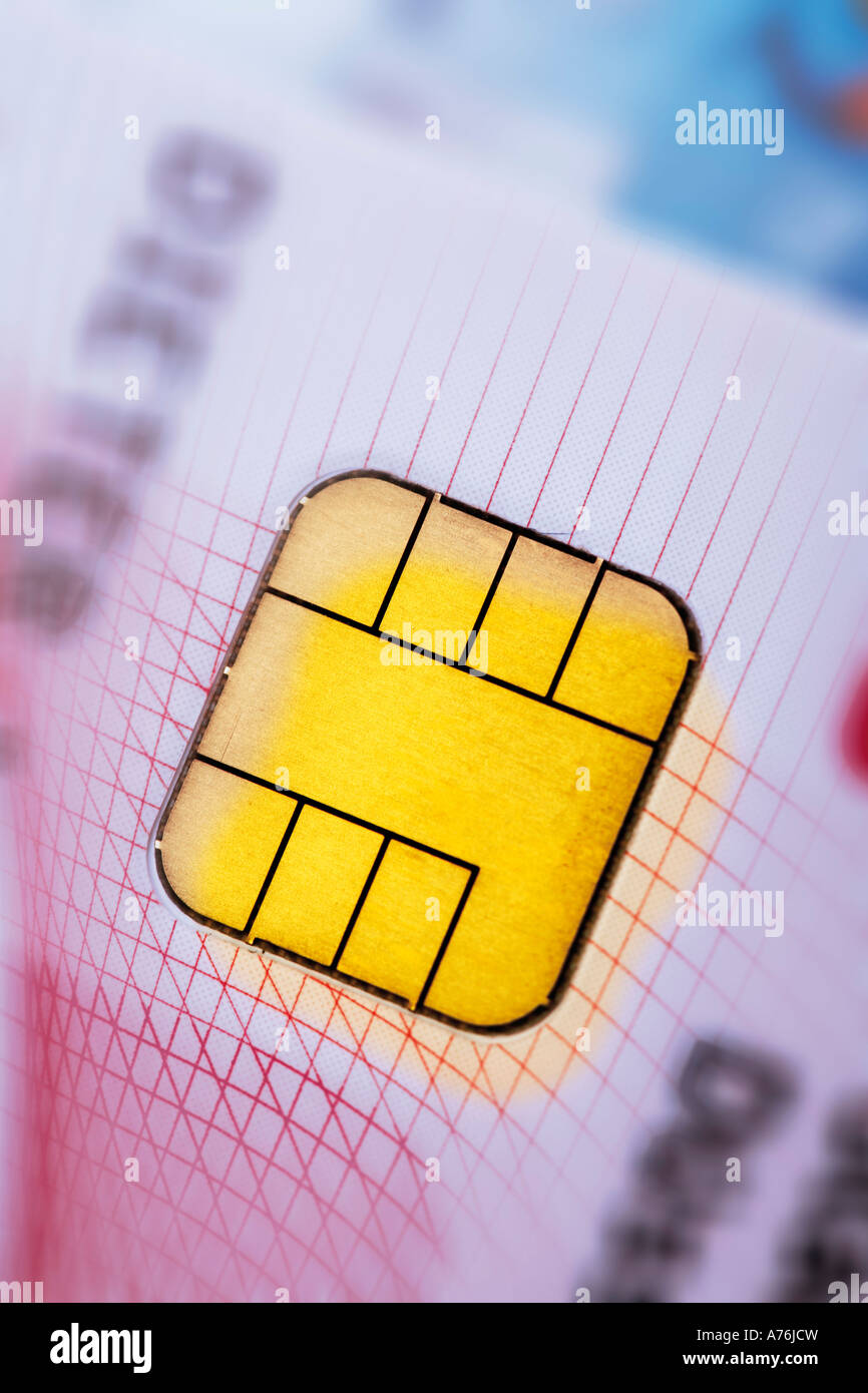 Credit card chip, close-up Stock Photo