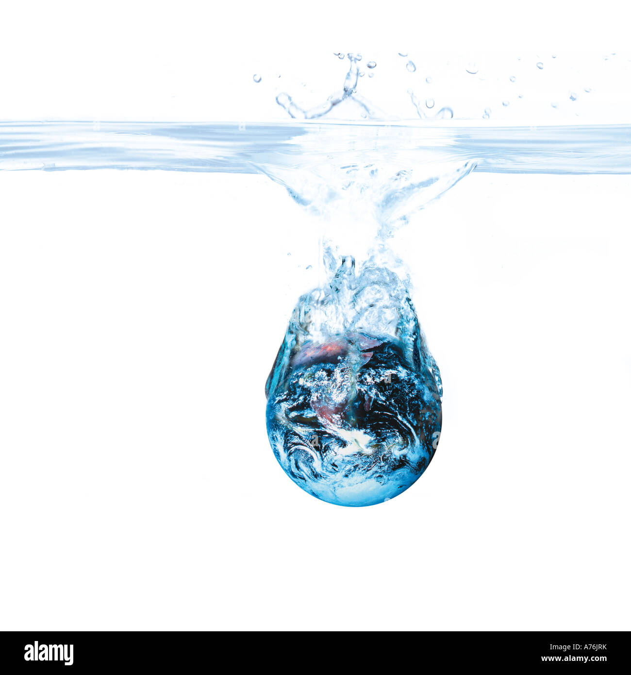 Melting earth in water, (digital composite) Stock Photo