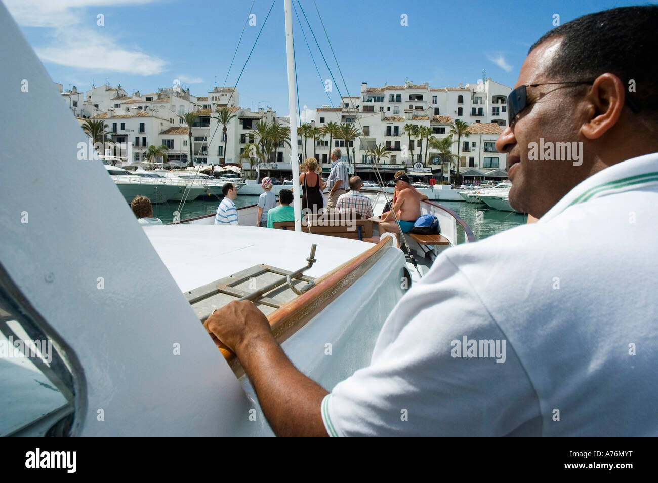 Boat from Marbella to Puerto Banus MARBELLA Malaga Province Andalusia Region Spain Stock Photo