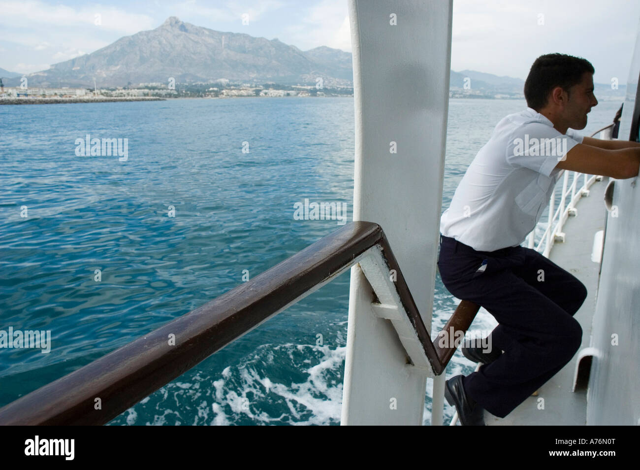 Boat from Marbella to Puerto Banus MARBELLA Malaga Province Andalusia Region Spain Stock Photo