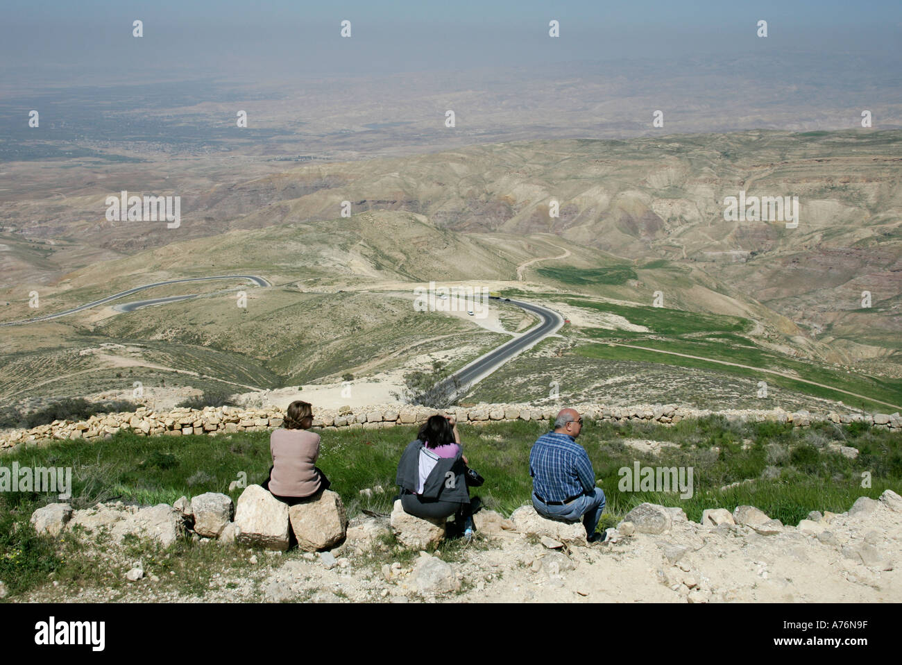 Tourists looking from Mt Nebo towards the ''Promised Land' Stock Photo