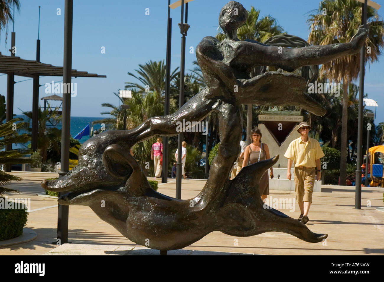 Man on a dolphin by Salvador Dali Mar Avenue MARBELLA Malaga Province Andalusia Region Spain Stock Photo