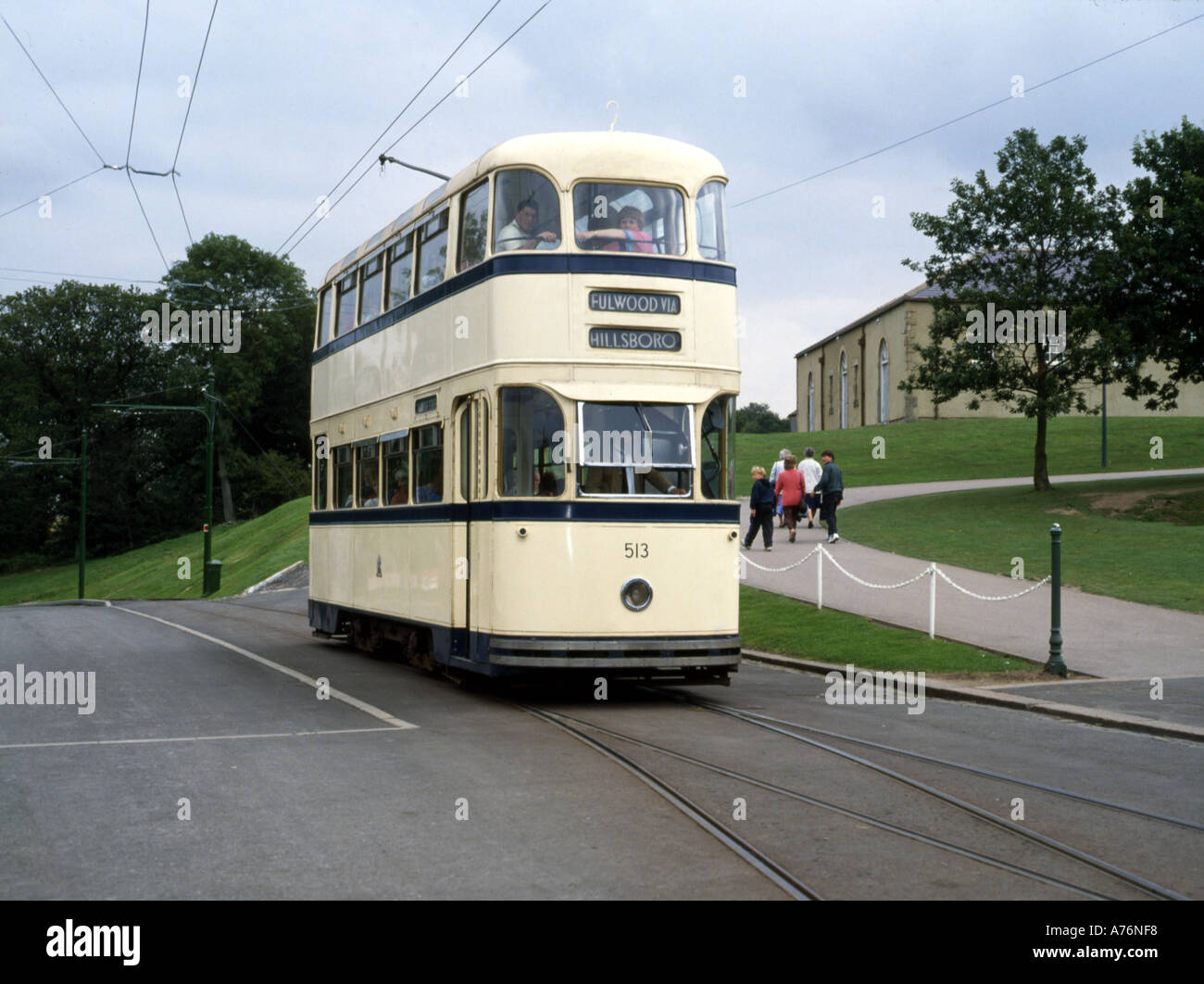 Preserved tram originally from Sheffield at an open air museum specialising in the late 19th and early 20th Century Stock Photo