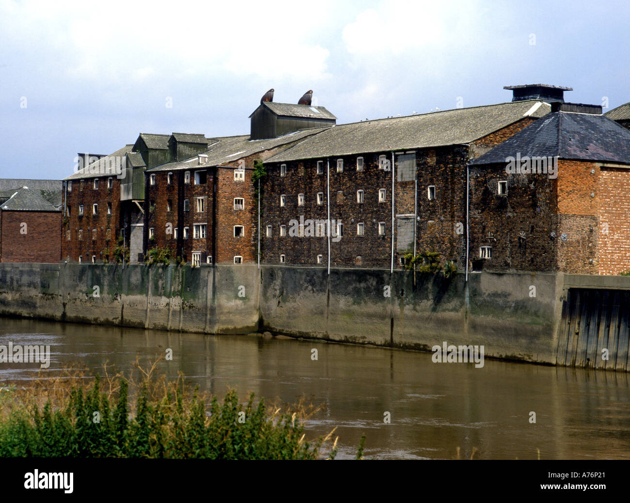 Old warehouses on the east bank of the River Trent in Gainsborough