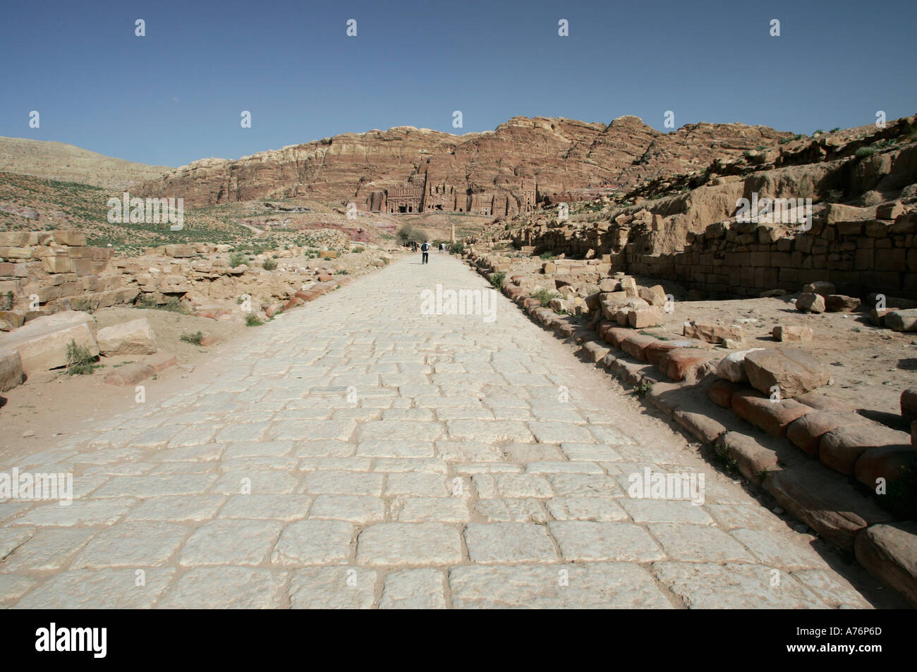 Roman road to Kings graves in Petra,Jordan Stock Photo
