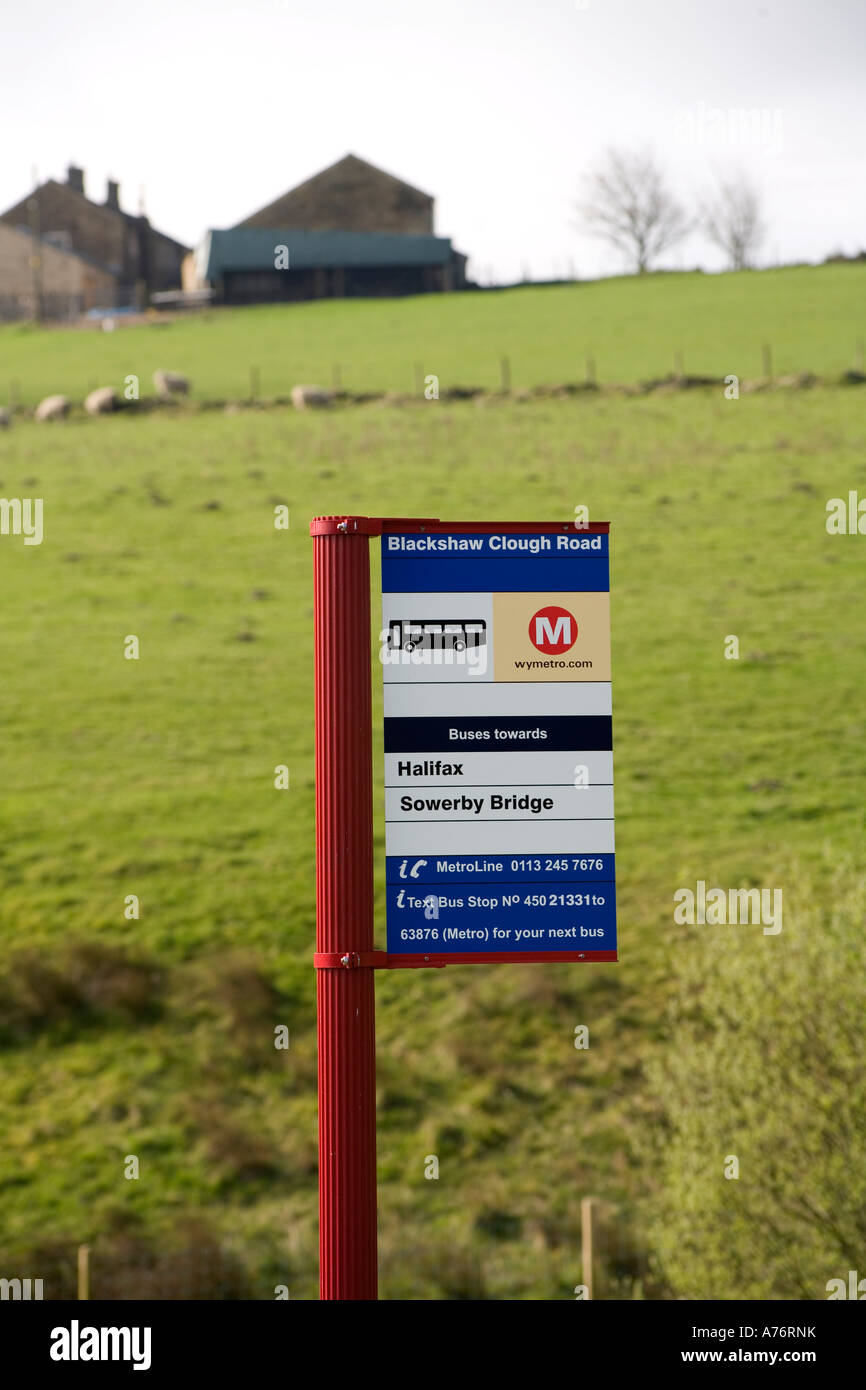Halifax Sowerby Bridge Blackshaw Clough Road rural bus stop Yorkshire UK Stock Photo Alamy
