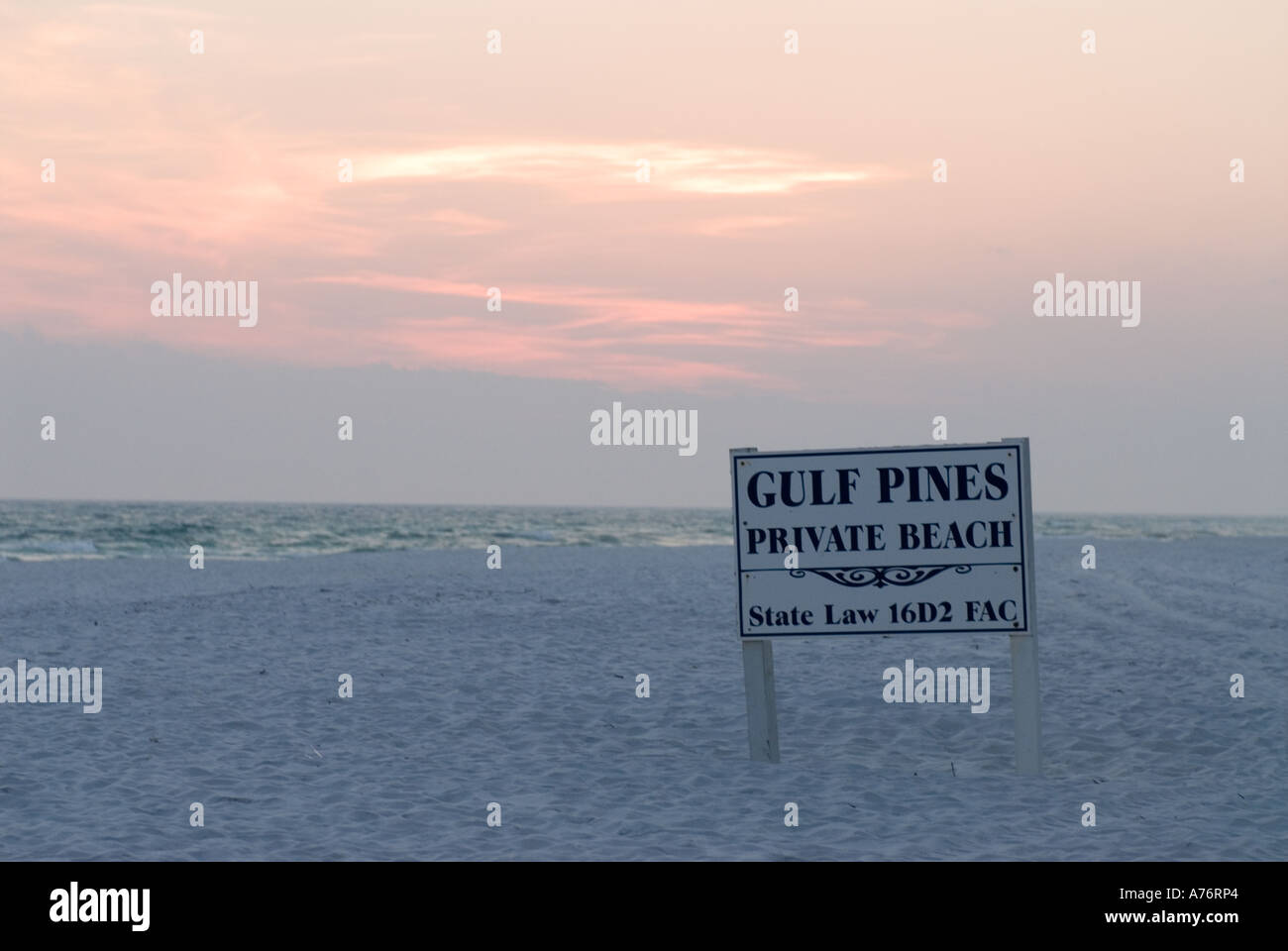 Private beach sign on Floridia USA beach Stock Photo