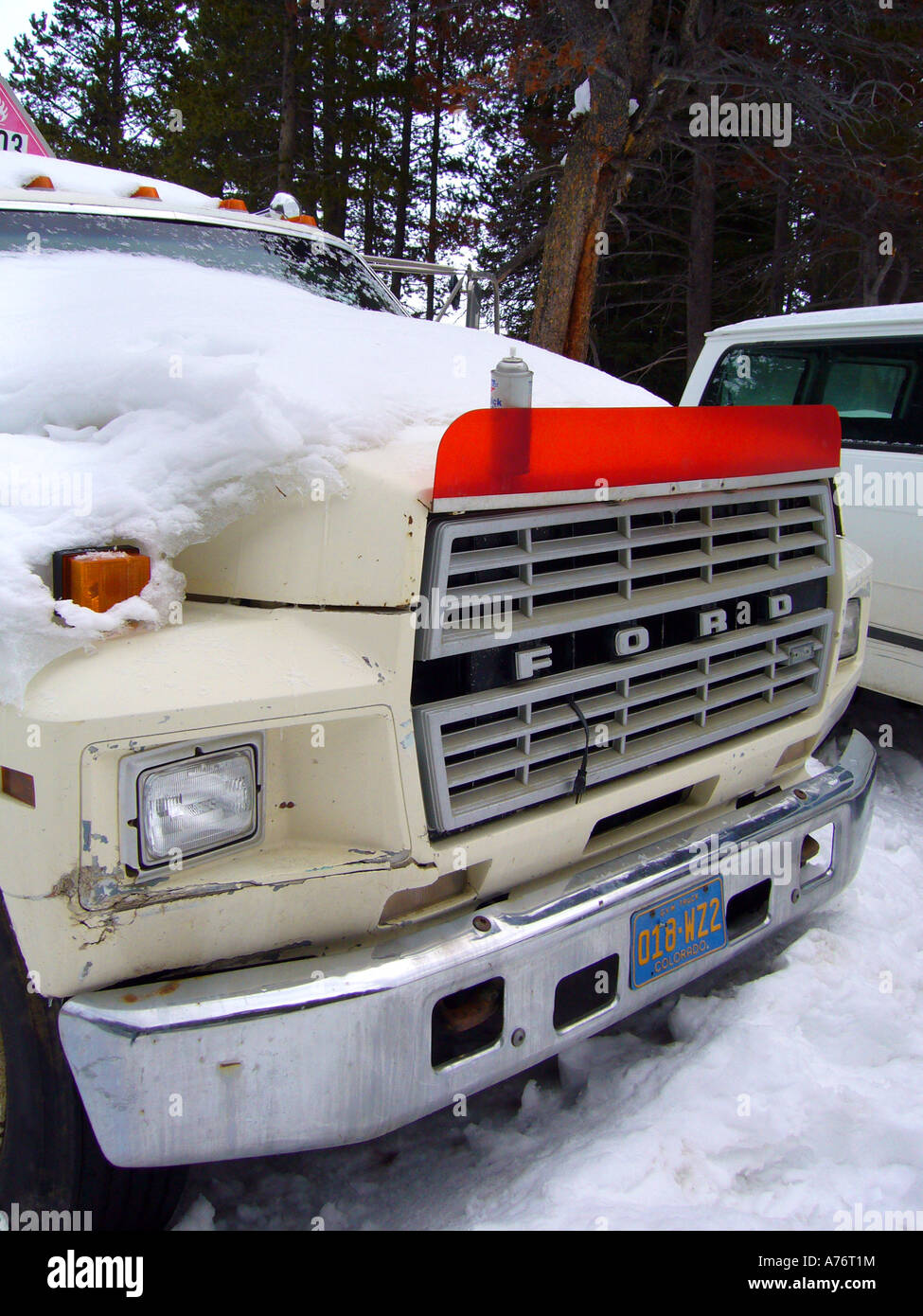 American ford truck covered in snow Stock Photo