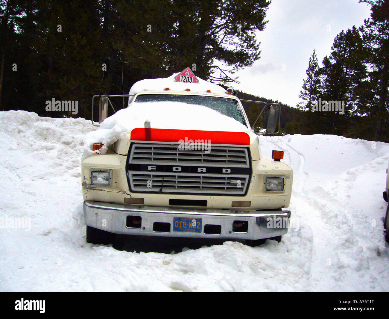 American ford truck covered in snow Stock Photo