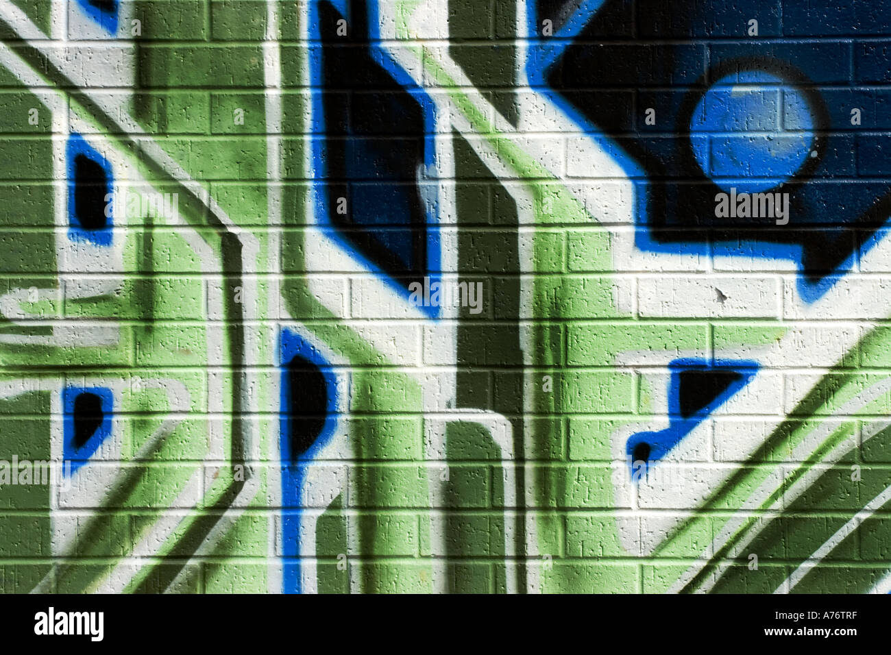 Wall painting brick blue blue green graffiti street art on brick wall ...