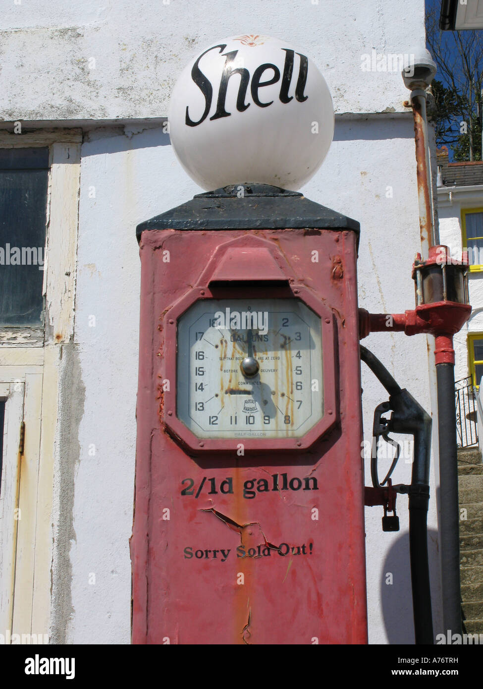 Old Shell petrol pump in St Mawes Cornwall Stock Photo