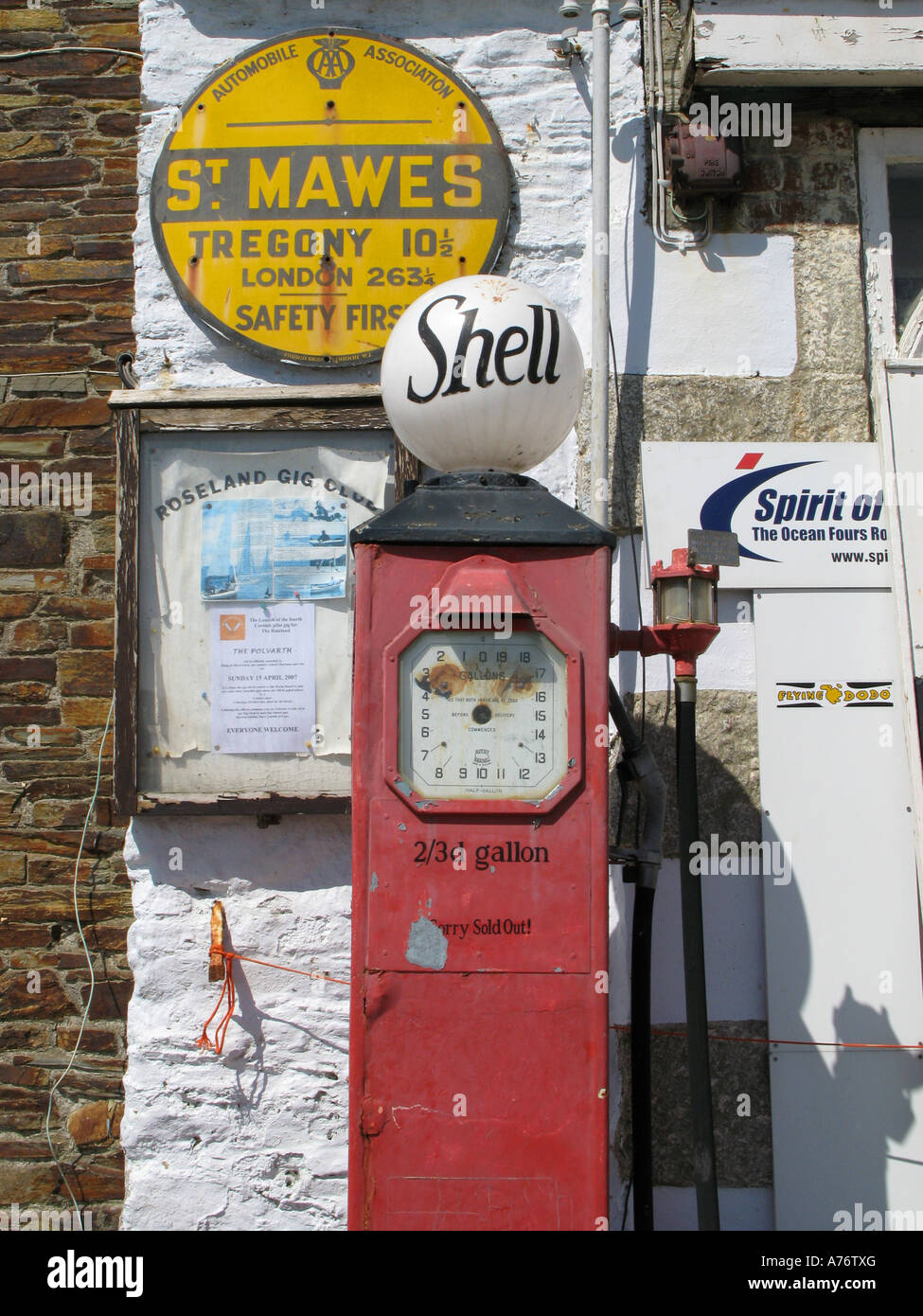 Old Shell petrol pump in St Mawes Cornwall Stock Photo