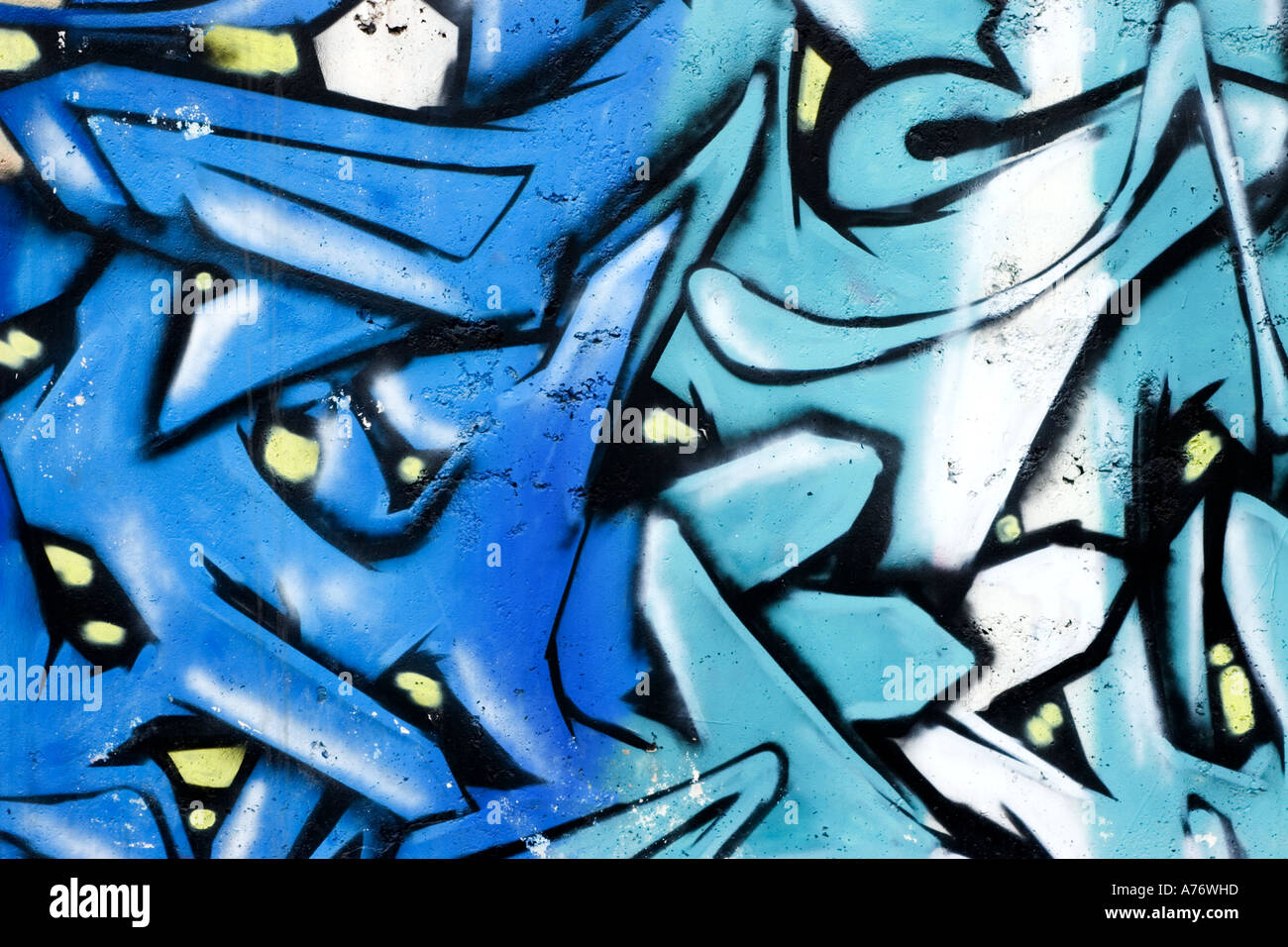 Graffiti Wall painting concrete blue green street art graffiti on