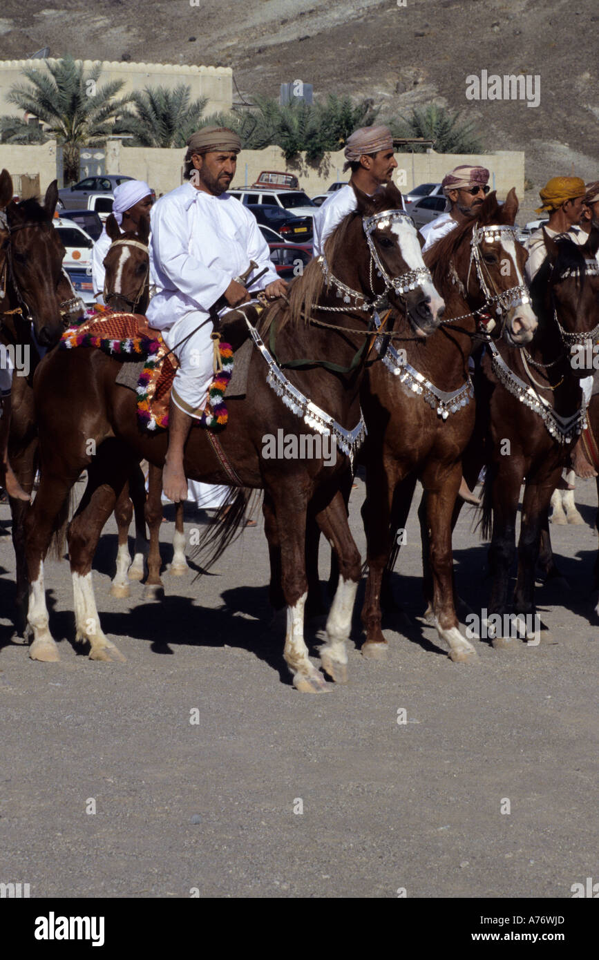 Horsemen, Eid al-Adha Festivities, Mudayrib, Oman Stock Photo
