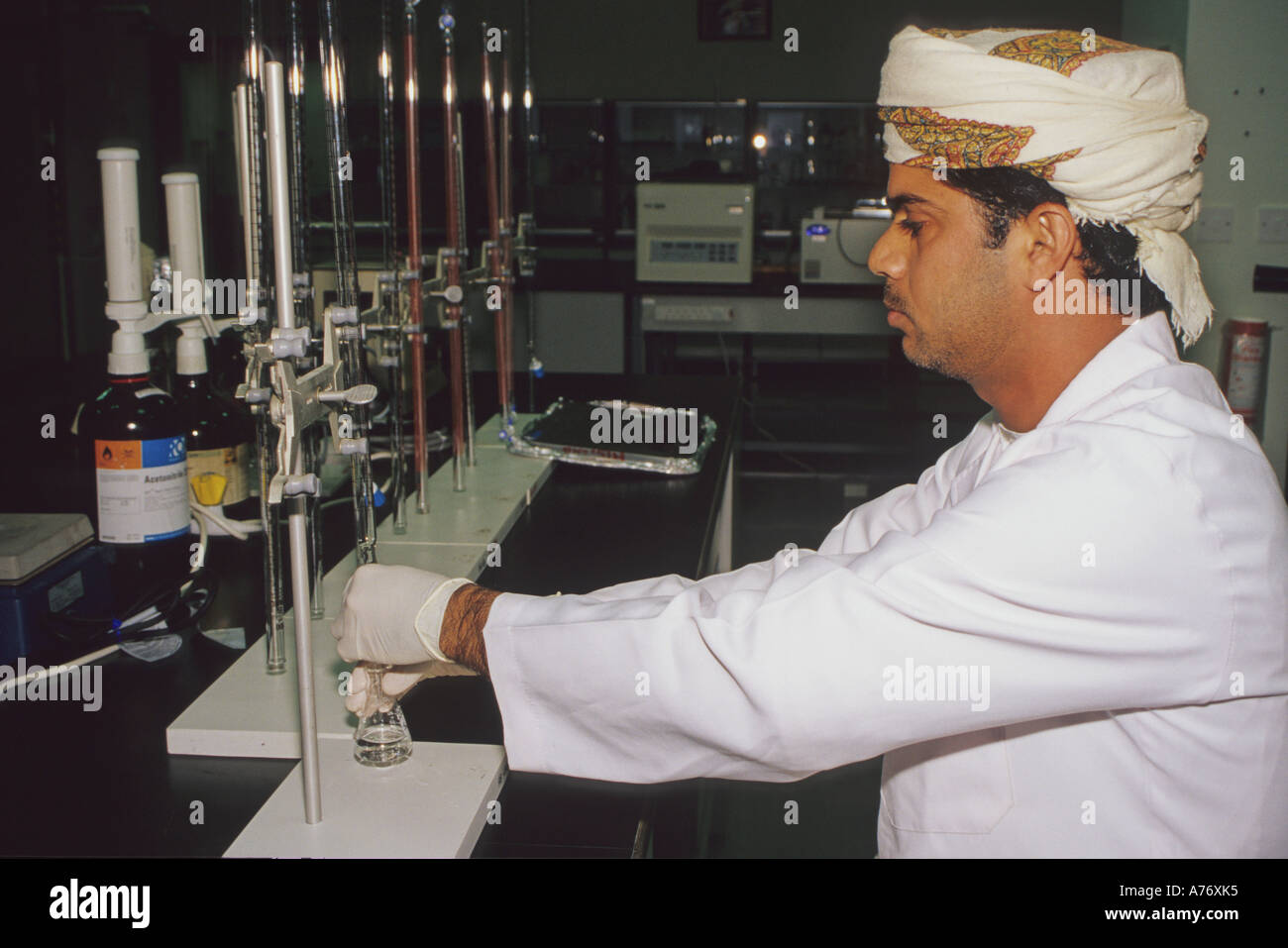 Omani Lab Technician at Work in Oman's Quality Control Laboratory