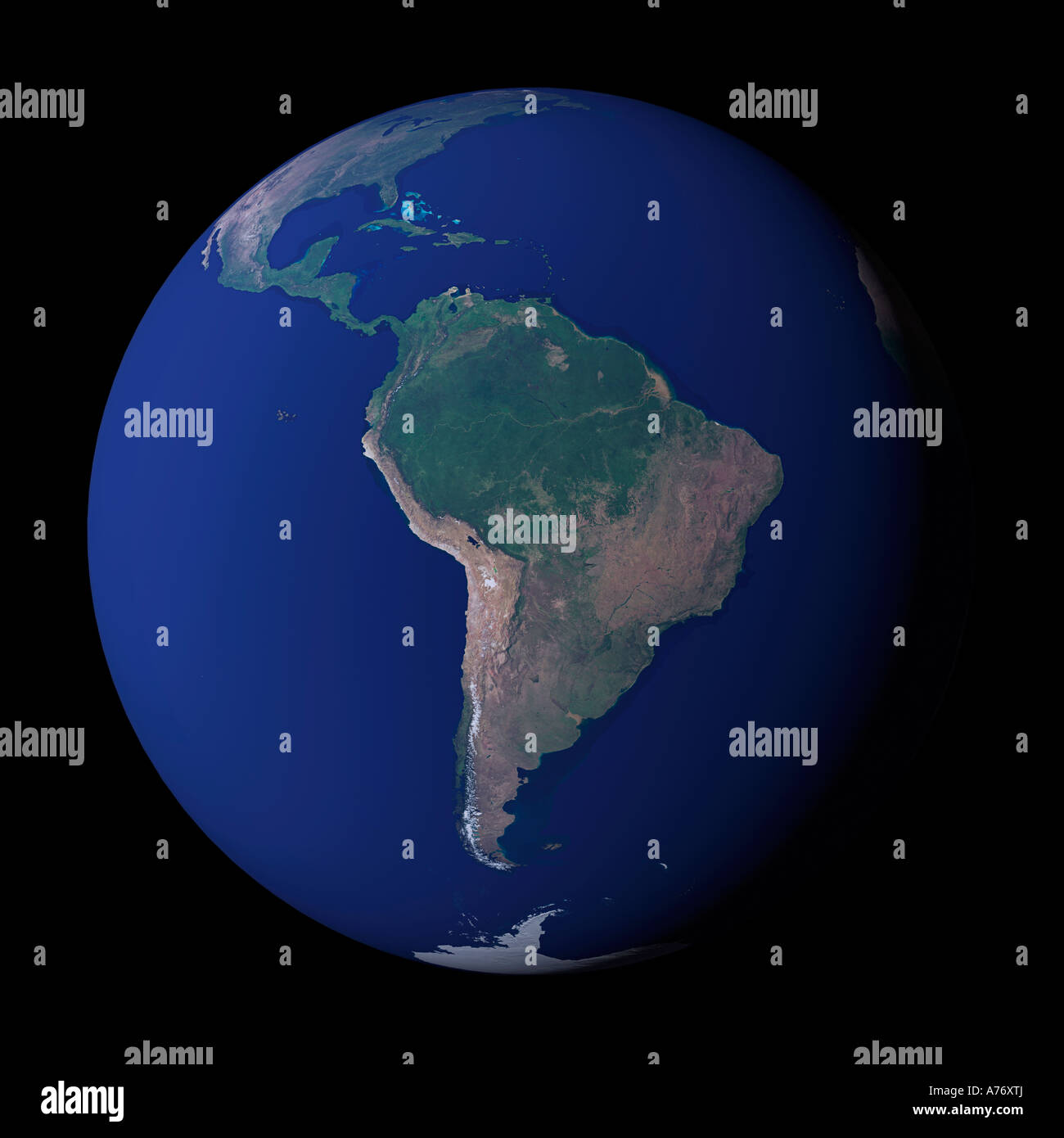 Composite image of the earth created from various data sources Enhanced from a NASA original South America Stock Photo