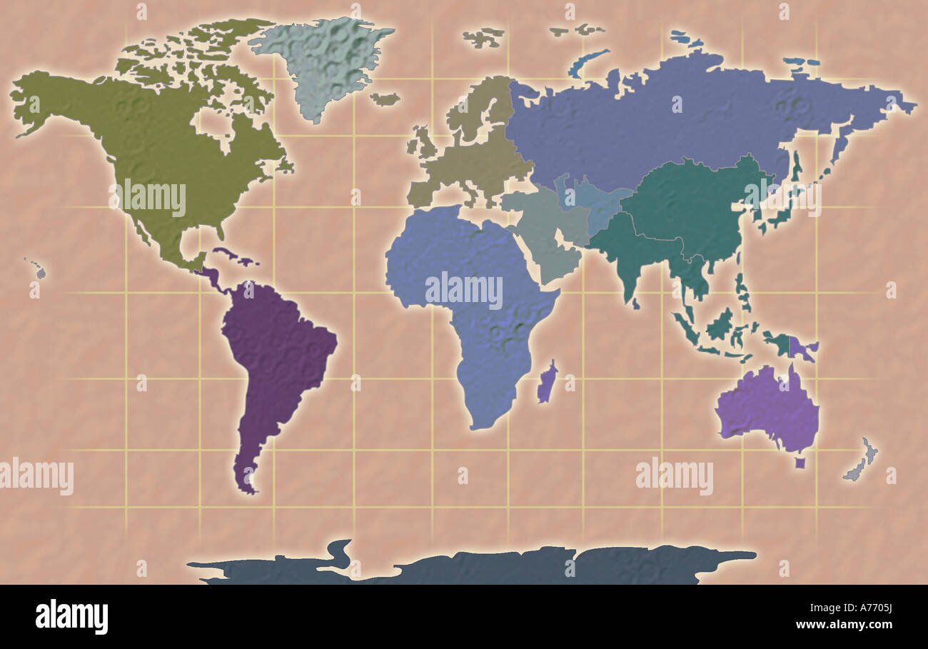 Illustrated world map hi-res stock photography and images - Alamy