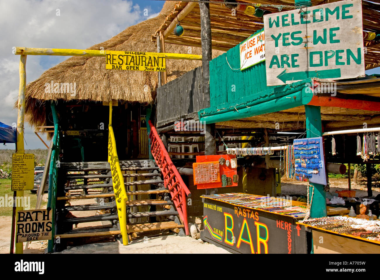 Mexico Cozumel Punta Sur beach Rastas bar Stock Photo