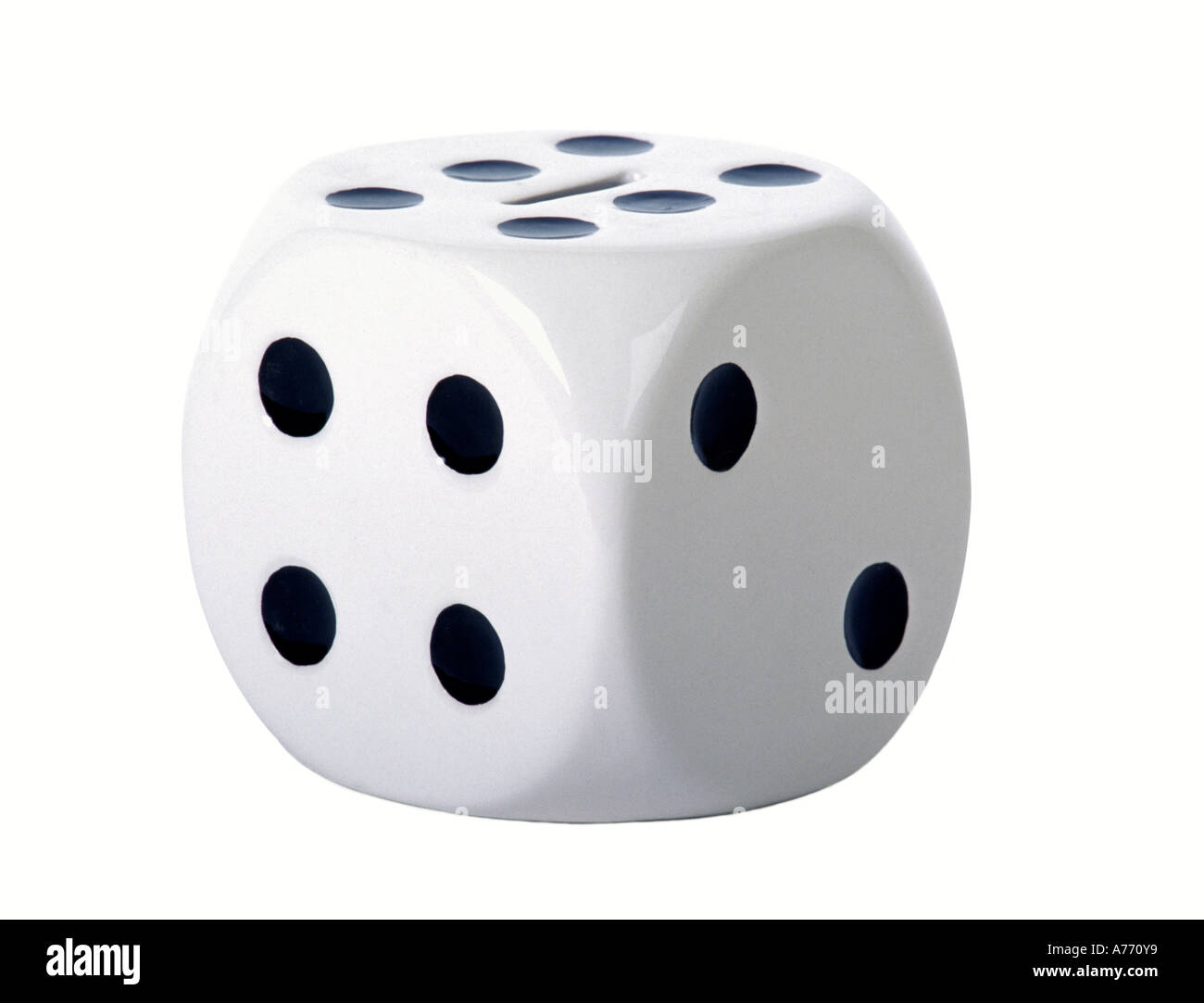 Dice money box on a pure white background Stock Photo Alamy