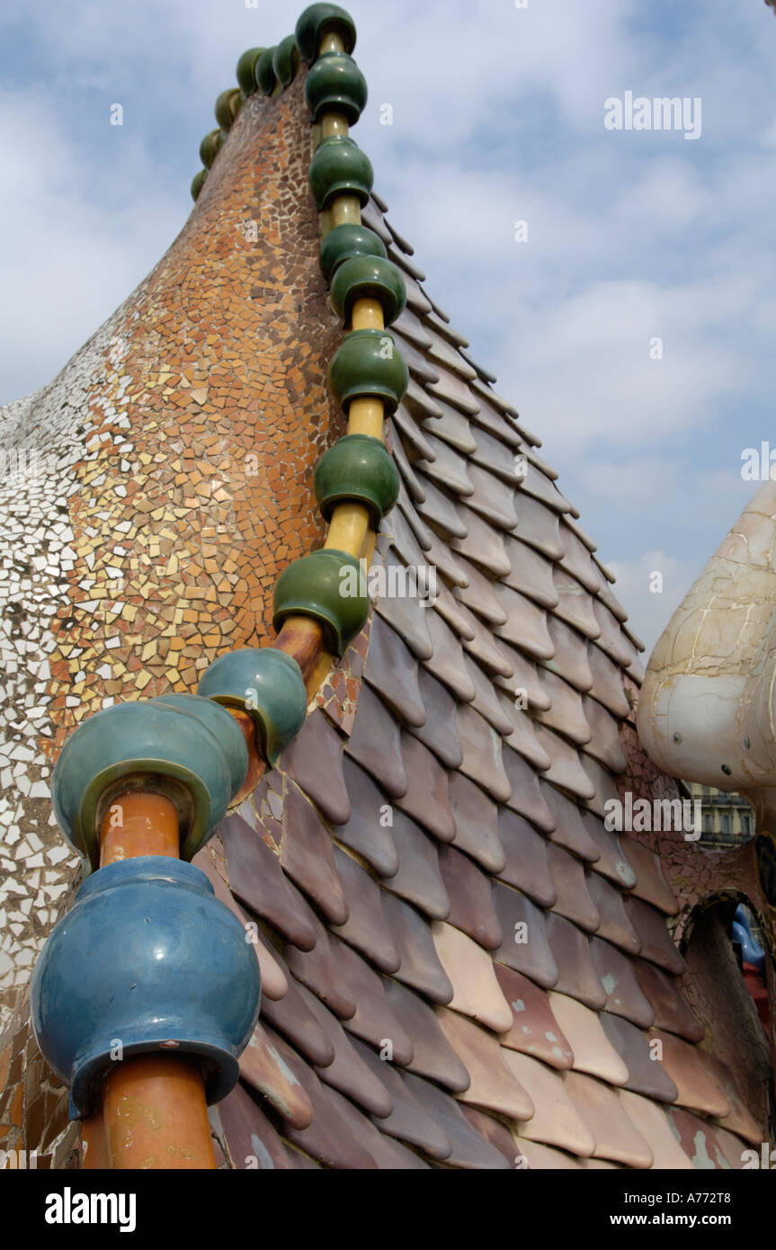 Ceramic Scale on the Roof of Casa Batllo, Barcelona Stock Photo - Alamy