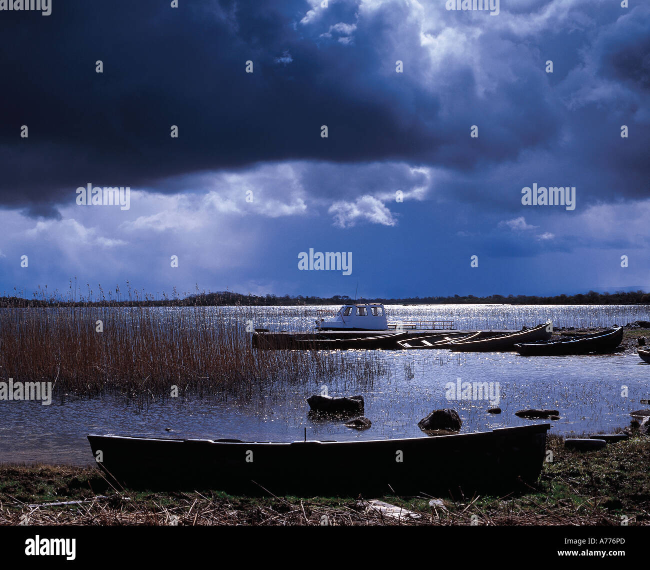 Heavy Weather Clouds Over An Irish Inland Lake Stock Photo Alamy