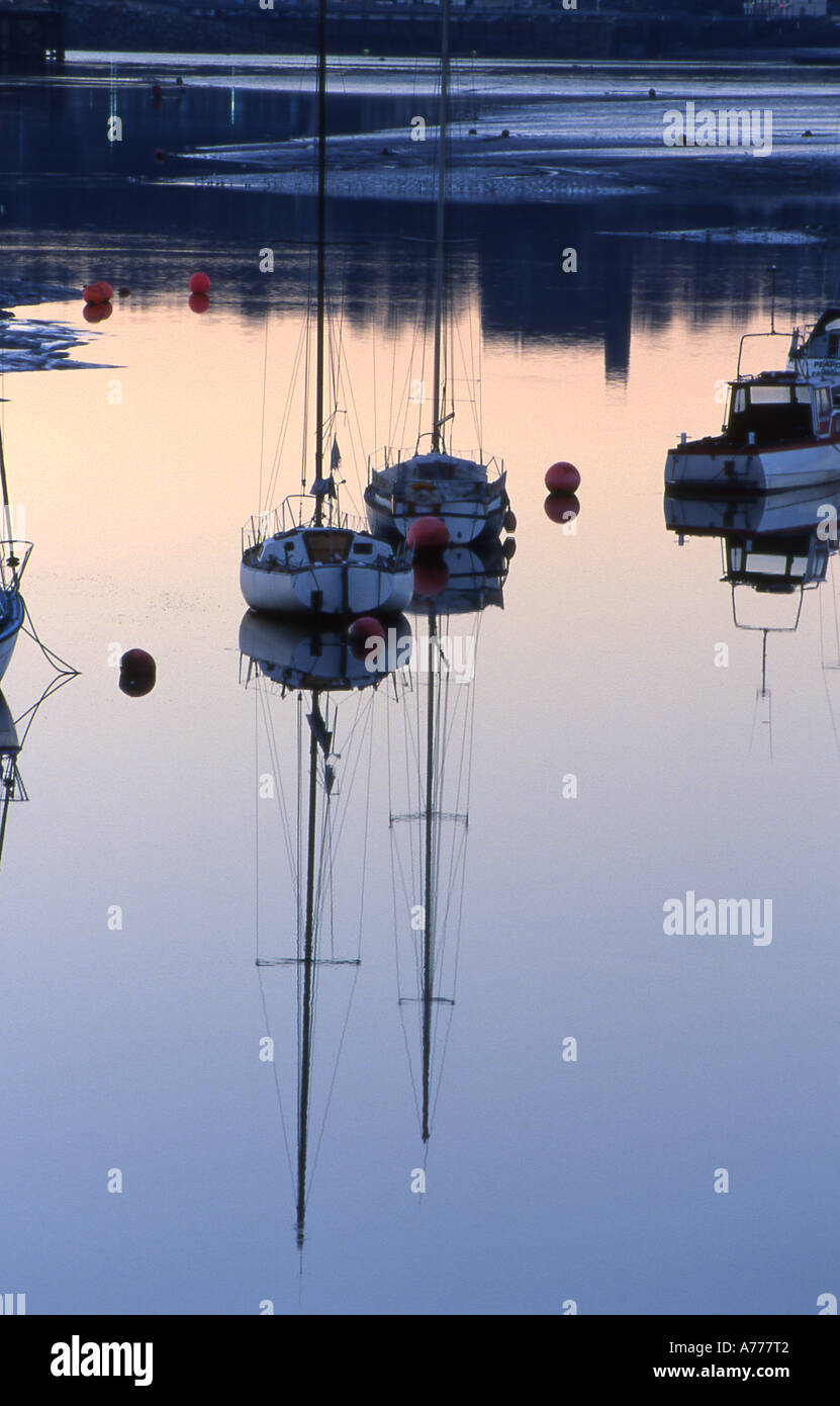 mirrored harbour yachts at dawn number 1675 Stock Photo