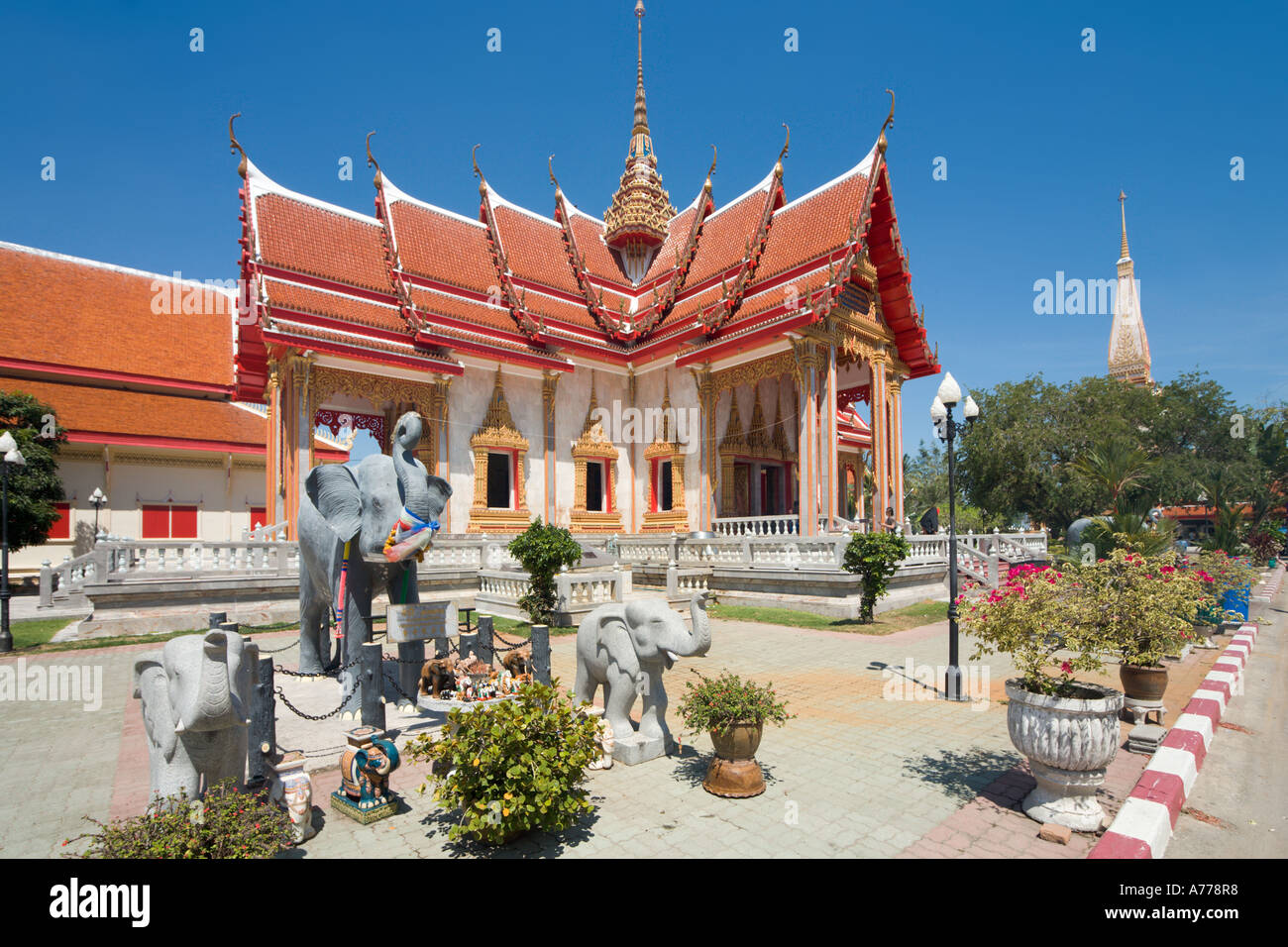 Wat Chalong Buddhist Temple, Phuket, Thailand Stock Photo