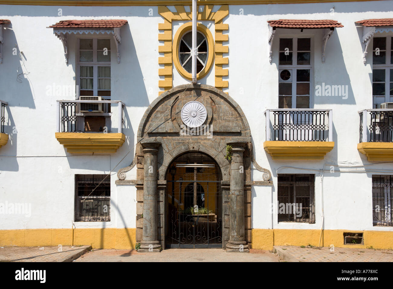 Historic Portuguese Colonial Building, Panaji or Panjim ( the Goan capital city), Goa, India Stock Photo
