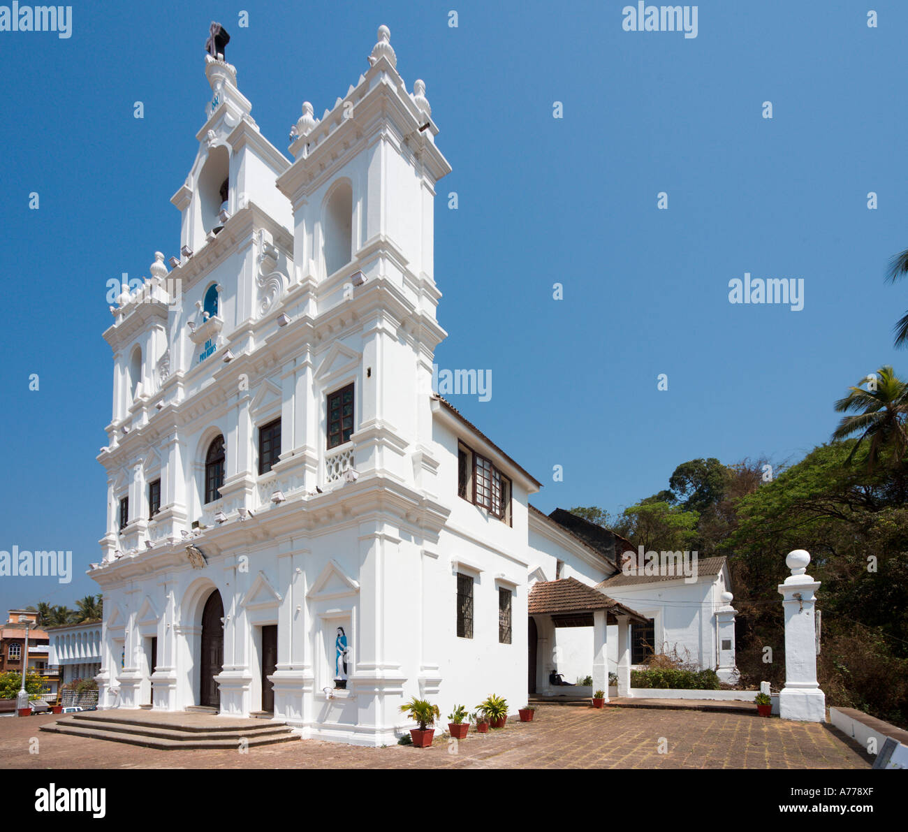 Baroque Church of Our Lady of the Immaculate Conception, Panaji or Panjim ( the Goan capital city), Goa, India Stock Photo