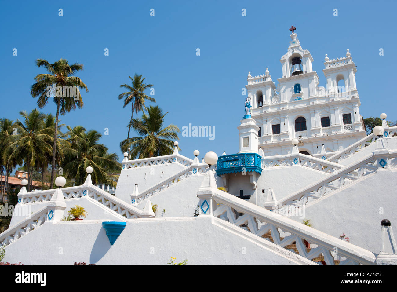 Baroque Church of Our Lady of the Immaculate Conception, Panaji or Panjim ( the Goan capital city), Goa, India Stock Photo