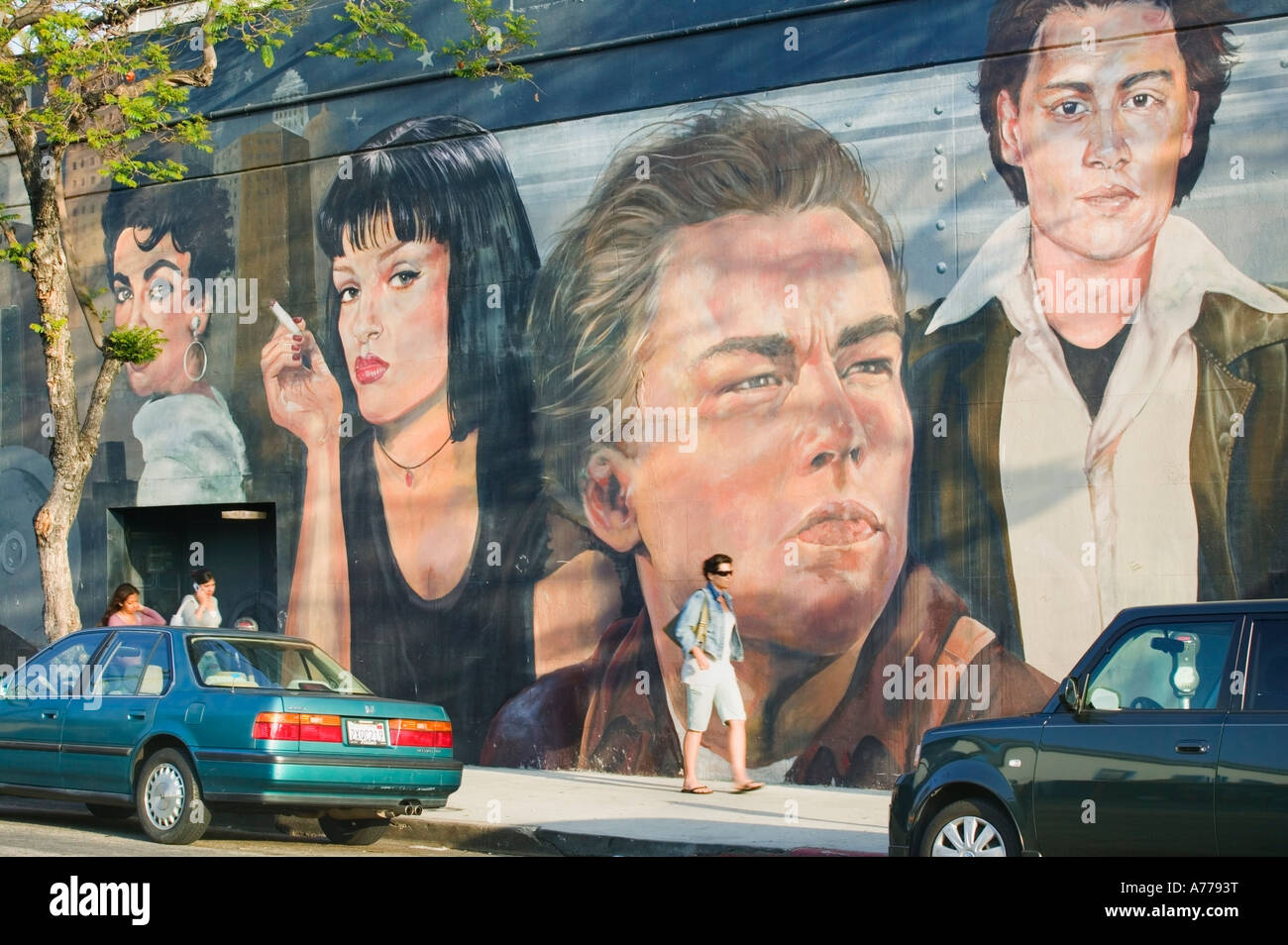 Hollywood stars featured on a mural in LA's funky Los Feliz, California. Stock Photo
