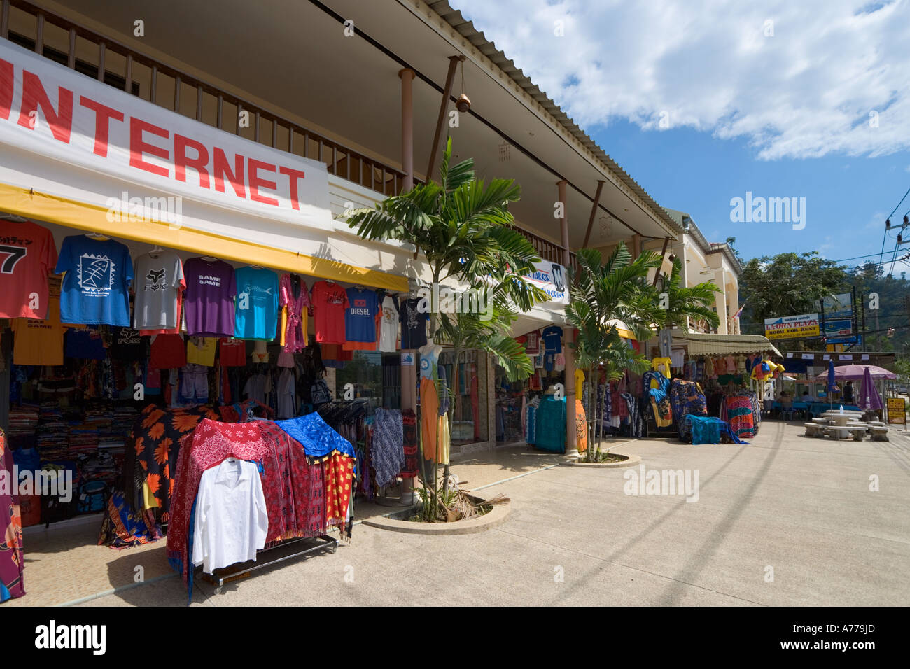 Shops in the main town of Khao Lak, Phang Nga Province, Thailand ...