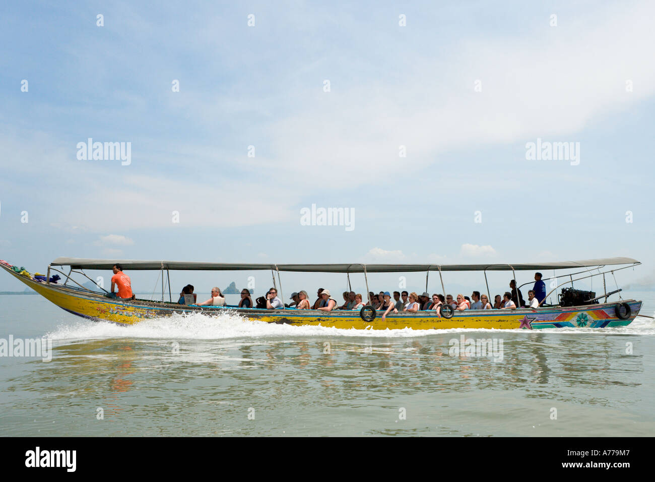 Longtail Boat Trip to James Bond Island, Ao Phang Nga National Park, Phang Nga, Thailand Stock Photo