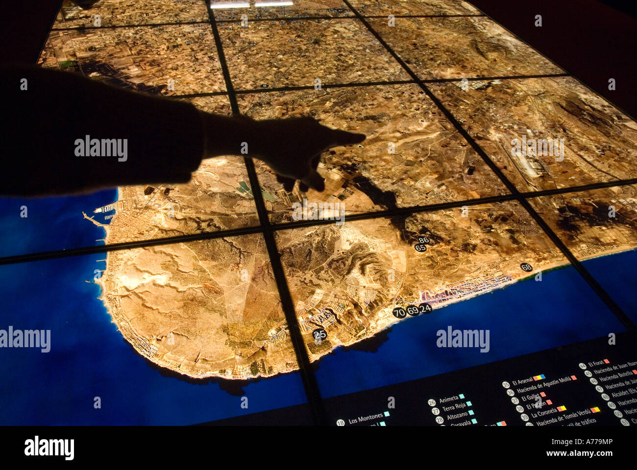 Archaeology sites of the region in a panel of Archaeology Museum / ELCHE / Spain Stock Photo
