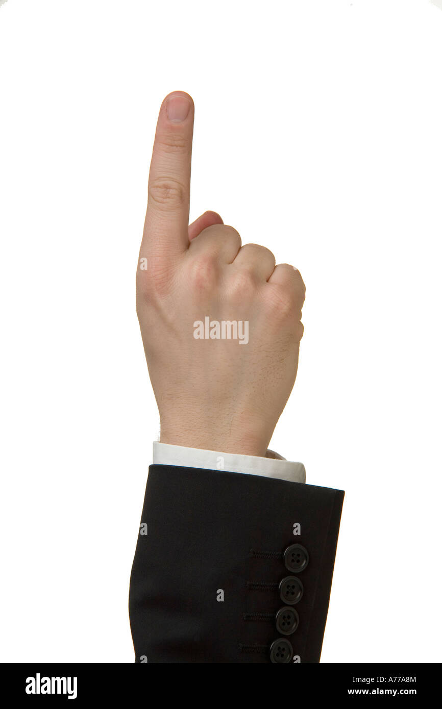 Hand with one 1 finger pointing Stock Photo - Alamy