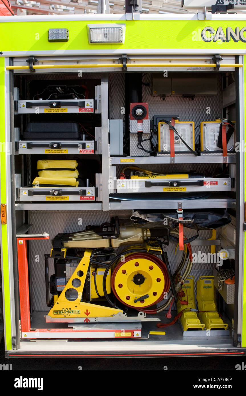 Mid and west wales fire service emergency rescue equipment on tender