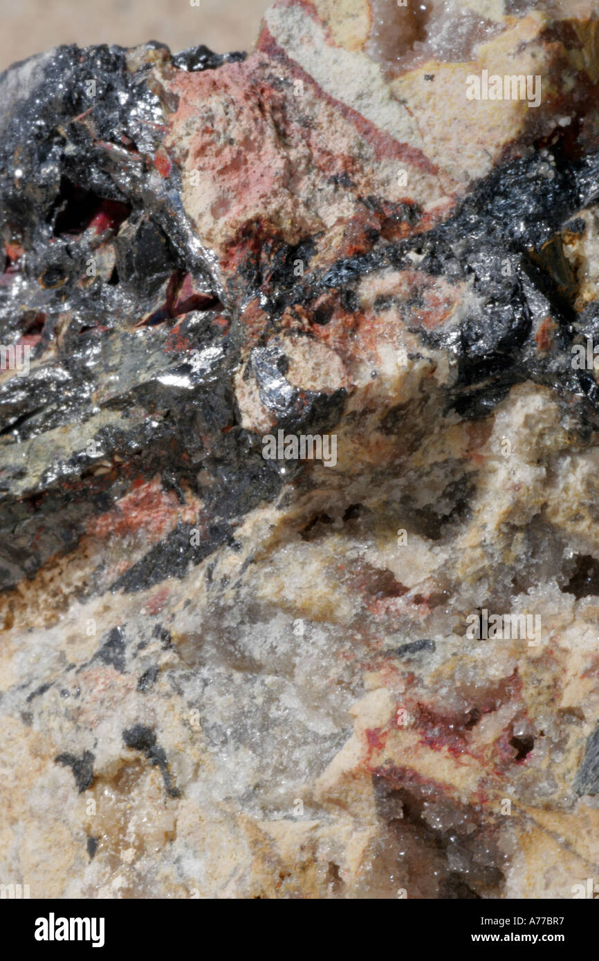 Antimonit mit Quarz Stock Photo