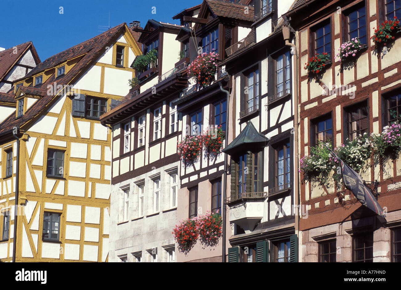 Framework houses at Weissgerbergasse street Nuremberg Franconia Bavaria ...