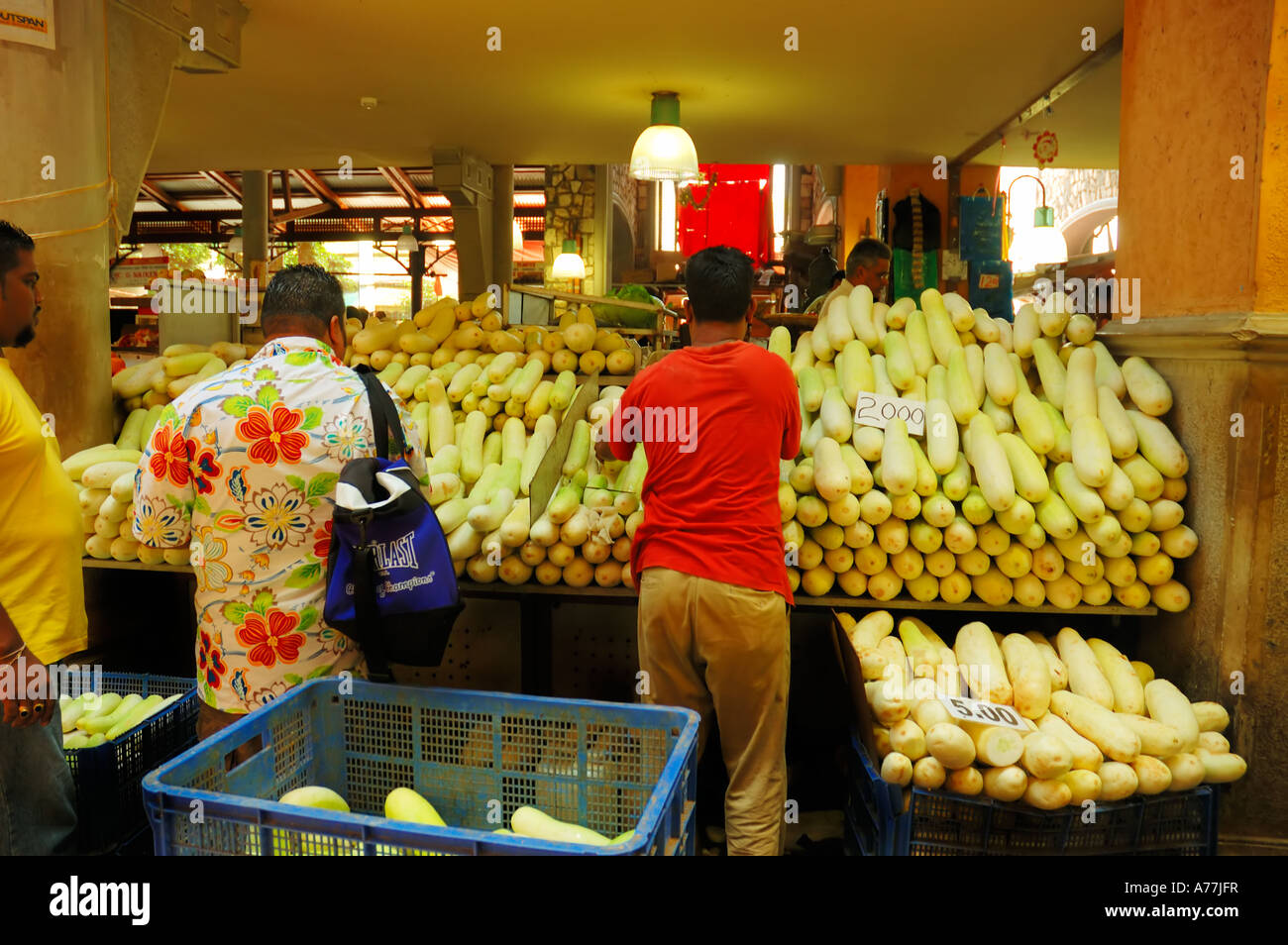 'Port Louis' 'Mauritius island' Mauritians at 'Food Market' of arcade Stock Photo