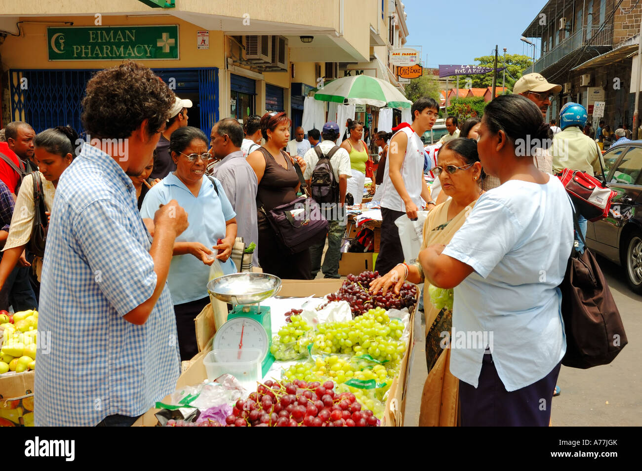 'Port Louis' 'Mauritius island' Mauritians Selling fruits at Food Market Stock Photo