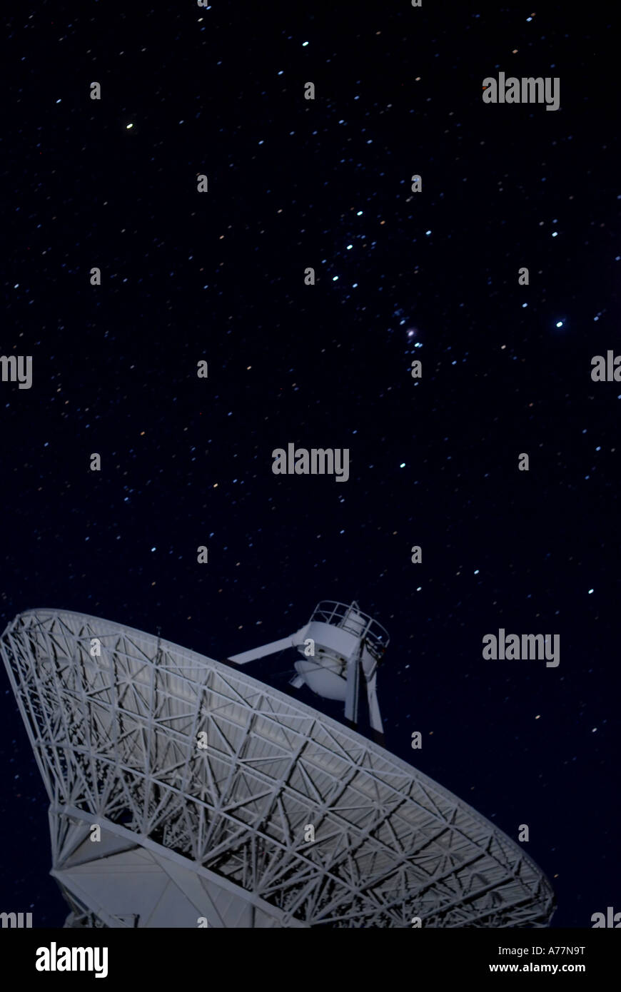 Owens Valley Radio antenna Array looking at Orion constellation Stock Photo