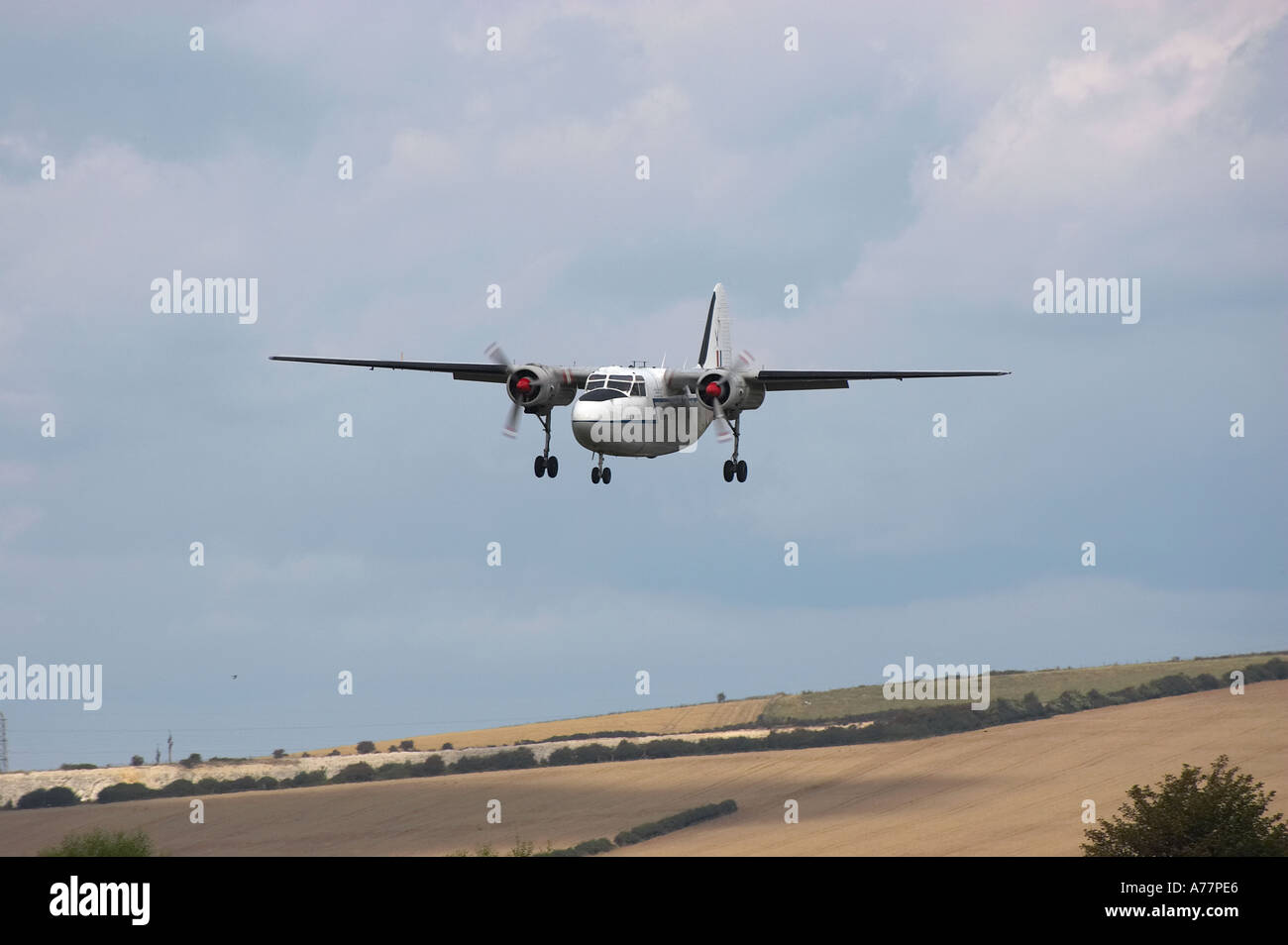 Percival Pembroke WV-740 plane coming into land at Shoreham airshow, Sussex, England Stock Photo