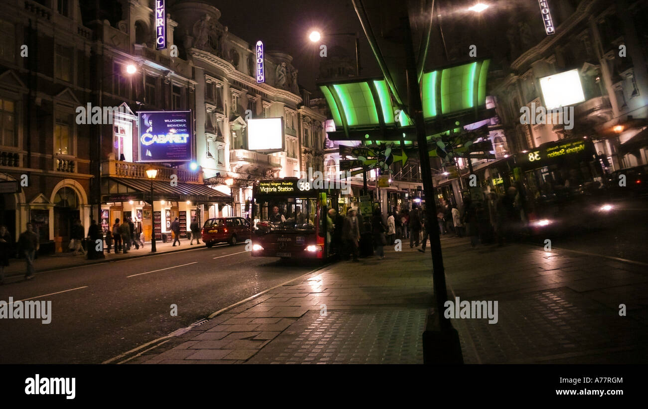 Theatre district in London West End Shaftesbury Avenue at night Stock Photo