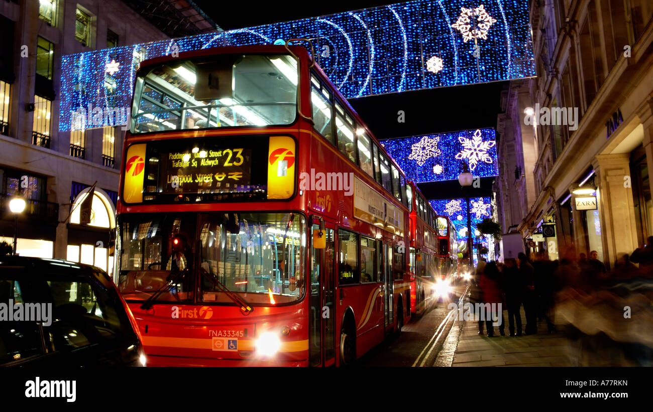 Christmas decorations on the corner between Regent Street and Piccadilly Circus in London Stock Photo