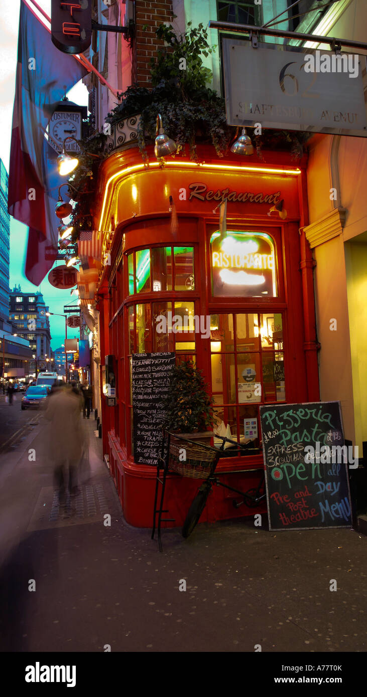 Brightly lit restaurant in Soho in London Stock Photo